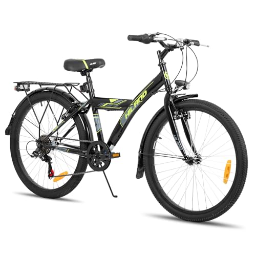 HILAND 24 Zoll Kinderfahrrad Mountainbike für Kinder Jungen Mädchen ab 7 8 9 10 11 Jahren mit 6 Gang Schaltung,Licht nach STVO, Ständer, Schwarz Fahrrad