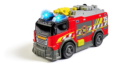 Dickie Toys Feuerwehrauto mit Wasserpistole, Sirene & Blaulicht (15 cm) - Feuerwehr Spielzeug mit Freilauf & echter Wasserspritze für Kinder ab 3 Jahre, inkl.Batterien - 203302028