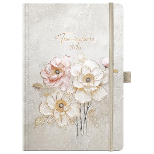 FULLVINTAGE Kalender 2026 - Kalender 2026 A5 von Jan. bis Dez. 2026, Wochenplaner A5 mit Innentasche, Elastischer Verschluss, Terminplaner 2026, 21.4cm x 13.9cm x 19mm