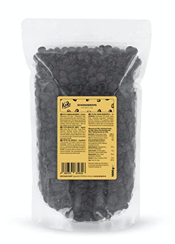 KoRo - Schokodrops mit Xylit 1 kg - Vegane Zartbitterschokolade - Ohne Zuckerzusatz - Mit Xylit gesüßt* - Zum Backen & als Topping