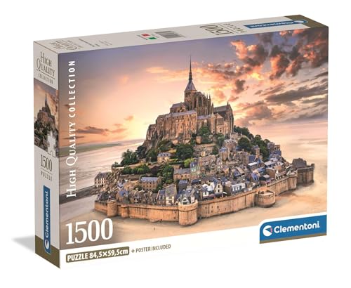 Clementoni Puzzle Collection - The Mont Saint-Michel Rising 1500 Stücke, Compact Box - Puzzle für Erwachsene 14-99 Jahre, Geschenk für Mann und Frau, France, Made in Italy, 31730