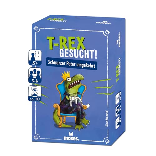 Moses. T-Rex gesucht, Dino Kartenspiel nach dem Schwarzer-Peter-Prinzip, umgekehrter Spielklassiker mit überraschendem Twist, Familienspiel & Reisespiel für Kinder ab 5 Jahren