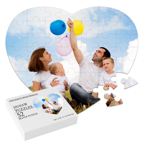Personalisiertes Herzförmiges Puzzle mit eigenem Bild - 52 Teile Foto Personalisiertes Puzzle Puzzle Selbst Gestalten Fotopuzzle - für Erwachsene & Kinder Geburtstage, Valentinstag & Hochzeiten