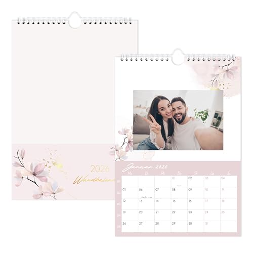Fotokalender 2026 zum Selbstgestalten - Bastelkalender 2026 von Janury bis Dezember, Jahresplaner 2026 Wandkalender, DIN A4 Kalender für 10x15 cm Fotos