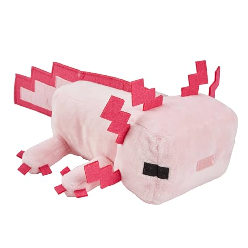 Mattel Minecraft, Axolotl Plüschfigur, ca. 21 cm, weich, Geschenk zum Sammeln für Fans, Spielzeug ab 3 Jahren, HBT42, 8-inch