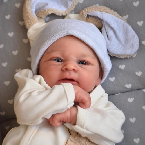 RXDOLL Realistische Reborn Baby Puppen Junge 17 in Neugeborenen Elijah Silikon, die echtes Leben Lebensechte Kleinkind mit blauen Augen