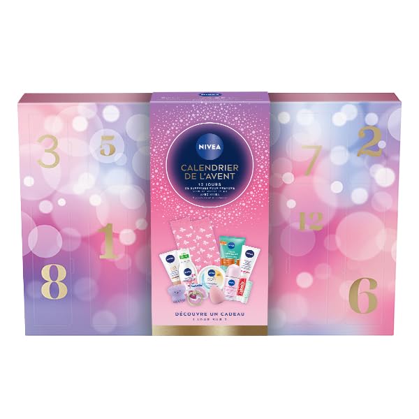 NIVEA - Adventskalender Jugend Edition 2025 – Schönheitsgeschenkset – Pflege Gesicht, Körper & Lippen + Zubehör – 12 Überraschungsfenster – 1 Stück