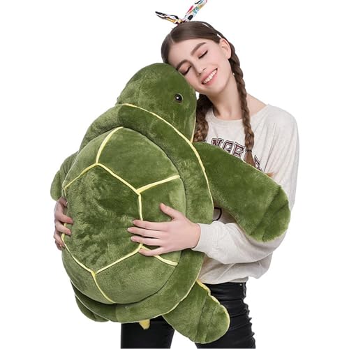 Schildkröte Kuscheltier - Große Grüne Plüschschildkröte, Weiches Flauschiges Plüschtier (25 cm, Grün)