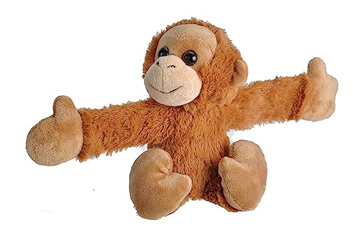 WILD REPUBLIC Huggers Orangutan, Kuscheltier für Babys, Schnapparmband mit Druckknopf-Mechanismus, Geschenk für die Babyparty, Ökologisches Spielzeug, Recycling-Füllung, 20 cm