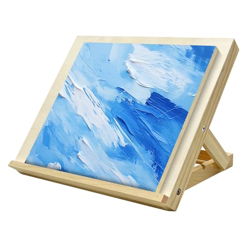 Staffelei Tischstaffelei Holz Zeichenbrett 33 x 23 x 3,5 cm Verstellbare Tisch Staffeleien Zeichentafel zum Malen, Zeichenplatte Workstation für Skizzieren Acryl Aquarell Künstler Maler