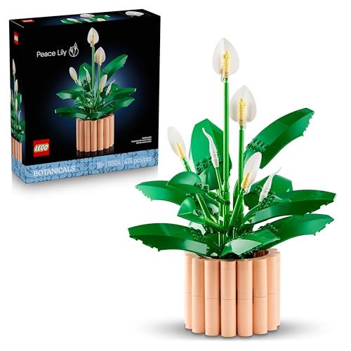LEGO Botanicals Friedenslilie - Set mit Kunstpflanze für Erwachsene - mit künstlichen weißen Blüten und Knospen für DIY Deko - Geschenkidee zum Valentinstag für Frauen - 11504