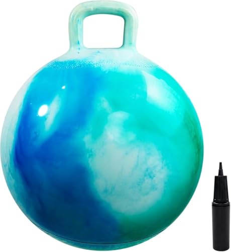 U&C Planet Hüpfball Aufblasbarer Hopperball mit Pumpe, 45 cm Hopper Ball für Kinder max. Belastbarkeit 100 KG, Spielzeug für Kinder 3-6 Jahre Drinnen & Draußen，Wolke blau