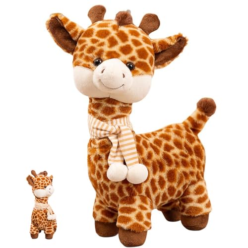YANGUN Giraffe Kuscheltier, 30 cm Giraffe Plüschtier mit Schal, Spielzeug Puppe Geburtstagsgeschenk, Flauschiges Stofftier zum Kuscheln und Spielen, Geschenke für Jungen Mädchen Kinder