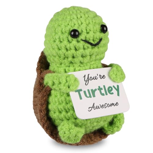 WenmthG Pocket Hug Positive Schildkröte Glücksbringer Kleines Geschenk für Glück, Gestrickte Schildkröte Puppe Gute Besserung Geschenk für Mutmacher Danke Abschied Einschulung