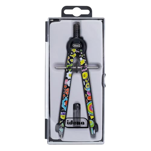 Idena 20167 - Zirkel Style Comic mit Mitteltriebrad, Schnellverstellzirkel im Etui, inkl. zwei Ersatzminen in Dose