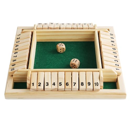 ZHITENG Shut The Box Spiel, Klappbrett Spiel Würfelspiel aus Holz 2-4 Spieler Familie Holzbrett Tisch Klassisches Holz Brettspiel mit 8 Würfe Mathematik Lernspielzeug, für Party Kneipe (Grün)