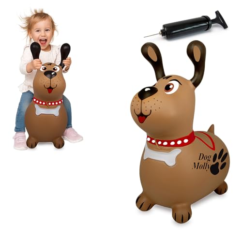 JAMARA 466005 Hüpftier Dog Molly HoppyDoo - Spielzeug für Kinder, Hüpftier Baby Indoor Outdoor, Geschenk für Kinder, Gartenspielzeug, Pflegeleicht, BPA frei, mit Pumpe