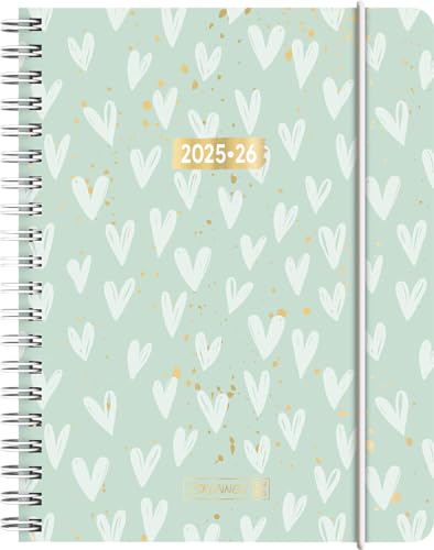 BRUNNEN Schülerkalender (2025/2026) 'Hearts', 2 Seiten = 1 Woche, A6, 208 Seiten, PP-Umschlag, mint