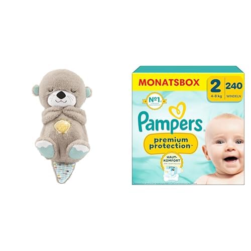 Fisher-Price Schlummer Otter Kuscheltier + Pampers Premium Protection Windeln Größe 2 (4–8 kg), 240 Stück