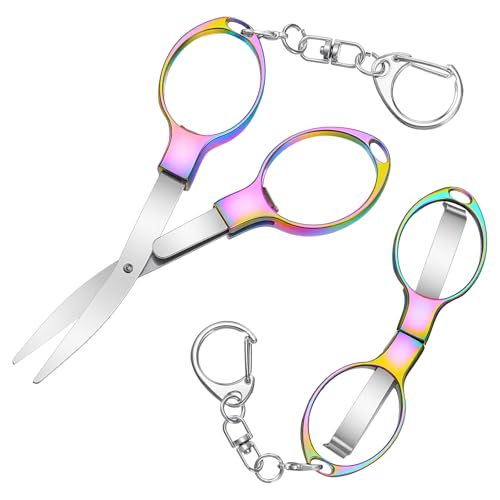 2 Stück kleine schere, mini schere, kleine Angelschere, Ausweishalterschere, faltbare Minischere für DIY-Bastelprojekte