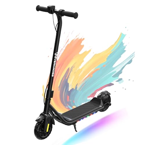 EVERCROSS E6 Elektroroller für Kinder, 7' Leichter E-Scooter für 6-12 Jahre, Elektroscooter mit Einer Reichweite von bis zu 20 km und 7-farbigen Lichtern, 3 Geschwindigkeitsmodi (8, 12, 16 km/h)