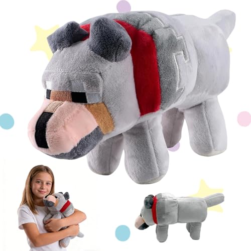 Kuscheltier Wolf Grau, 34cm Grau Wolf Kuscheltier Figuren Plush, Wolf Plüschfigur, Plüsch Videospielfiguren Wolf, Grauwolf Plüschtier Stofftier, Lustiges Kuschelig für Kinder Fans und Spielbegeisterte