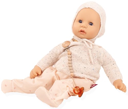 Götz 2561055 Cookie Alles Strick Puppe – 48 cm große Babypuppe mit blauen Schlafaugen, ohne Haare und einem Weichkörper – 7 teiliges Set