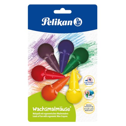Pelikan 803328 Wachsmalmäuse, 6 Farben sortiert, 1 Pack