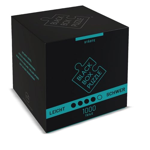 Black Box Puzzle 1000 Teile, Blackbox Puzzel mit Überraschungs-Motiv ohne Vorlage, Impossible Puzzle schwer für Erwachsene und Kinder ab 14 Jahren, Puzzle Box Städte 2022 Edition