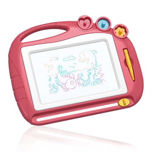 Tmefoy Magnetische Maltafel Zaubertafel für Kinder ab 3 Jahre, Magnetisches Zeichenbrett mit 1 Stift 3 Stempeln 1 Malbuch, Lernspielzeug Geschenk für Jungen Mädchen