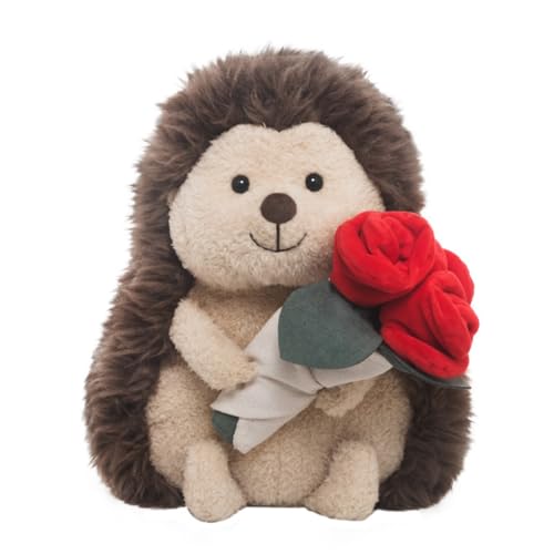 champracer Kuscheltier Igel 28cm Plüschigel mit Rose Kuschel Igel Plüschtier Flauschiger Stofftier zum Spielen & Kuscheln Geburtstagsgeschenk für Kinder