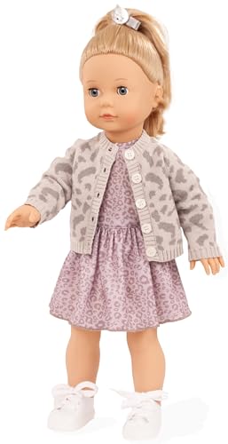 Götz 2590339 Precious Day Girls Jessica Graue Katze Puppe – 46 cm große Stehpuppe mit blonden Haaren, Blaue Schlafaugen in 7 teiligen Set