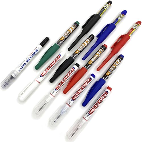 Lawen Creative 12 Stk Tieflochmarker Bohrlochmarker Metall 45 mm 33 mm 22 mm Lochmarker Extralange Spitze Bohrlochmarkierungen Markierungsstift 5 Farben für Holz Kunststoff Karton Wand Baustelle