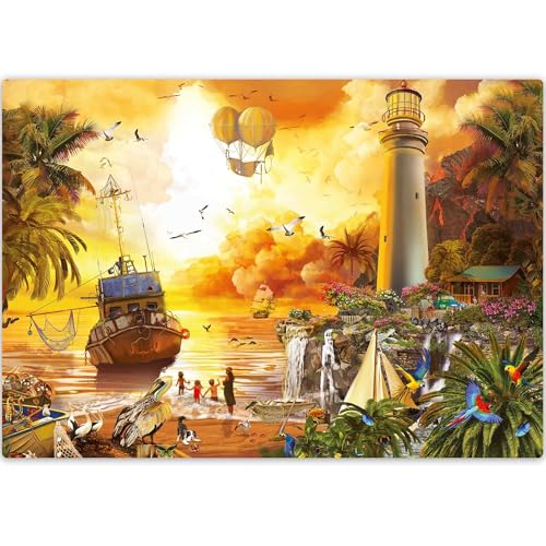 QUOKKA Puzzle Für Erwachsene – 500 Teiliges Leuchtturm Puzzle, Originelle Collage, Vom Künstler Handgefertigt, Einzigartig Geschnittene Teile Mit Gutem Griff, FSC Zertifiziert Und Recycelbar