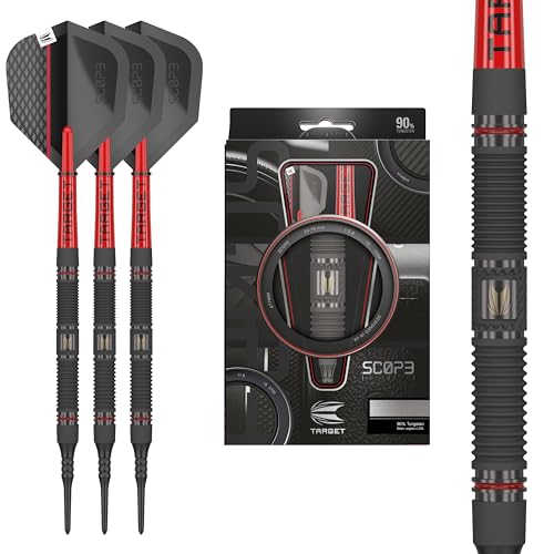 Target Darts Scope Softdarts, 90% Tungsten Dart-Set, Barrel 10-18G | Rote & Schwarze, Dart-Set mit Pixel-Spitzen, Elektronische Darts, Softdarts