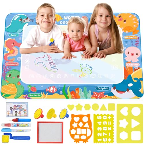 Wasser Doodle Matte,80 x 100 CM Magic Doodle Matte, Aqua Magic Doodle Malmatte,Wiederverwendbare Drawing Painting Matte, für Kleinkinder, Jungen, Mädchen, Lernspielzeug Geschenk