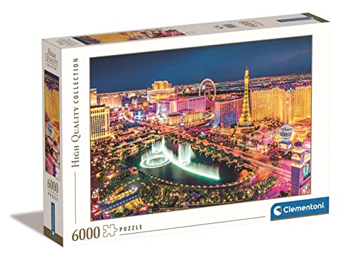 Clementoni 36528 Las Vegas – Puzzle 6000 Teile ab 9 Jahren, buntes Erwachsenenpuzzle mit kräftigen Farben, Geschicklichkeitsspiel für die ganze Familie, schöne Geschenkidee