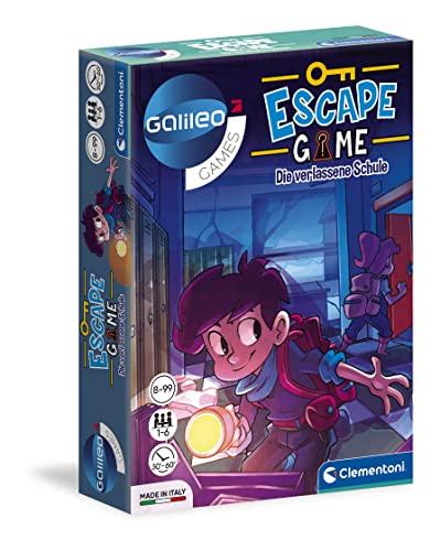 Clementoni Escape Game - Die verlassene Schule - Gesellschaftsspiel zum Knobeln & Rätseln inkl. Hinweiskarten und Requisiten - Familienspiel ab 8 Jahren 59228