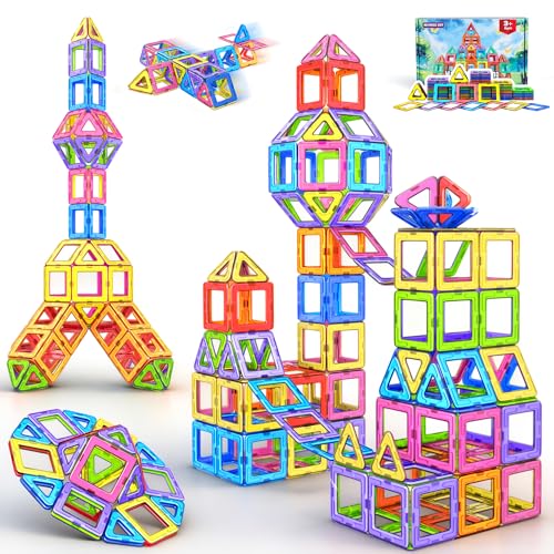 COOLJOY Magnetische Bausteine, 40 Teile Magnetbausteine Magnete Kinder, Magnetspielzeug Tiles, Magnet bausteine für Spielzeug ab 3 4 5 Jahre Kinder Jungen und Mädchen Halloween und Christmas Geschenk
