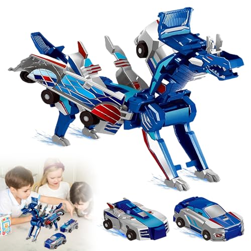 2-in-1 Dinosaurier Auto Mit Kollisions, Dino Auto Transformers mit 2-in-1, Generisch 2-in-1 Transforming Race Car Dinosaur Toy, Dinosaurier Auto Trans Former, Für Jungen & Mädchen, Party Geschenk
