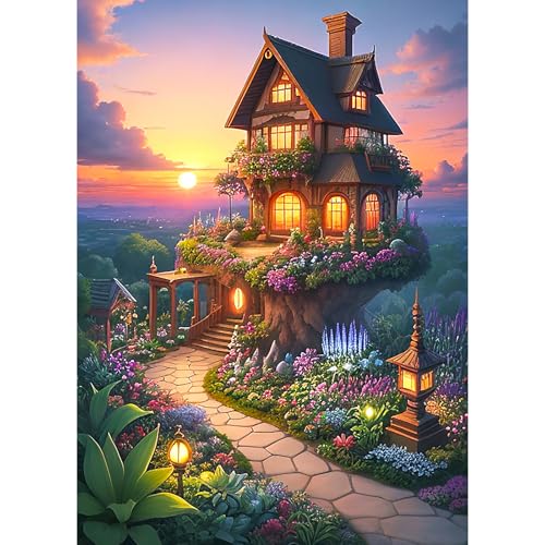 Puzzle 1000 Teile,Puzzle Erwachsene, EIN Herausforderndes Rätsel,Puzzlespiele für Die Ganze Familie,Geschenke für Frauen,Geschenke für Männer,Thema:Märchenhaus im Garten