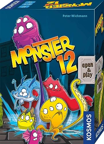 KOSMOS 680688 Monster 12, lustiges Würfelspiel, für 2-5 Personen ab 7 Jahren, in praktischer Open & Play Magnet-Box, Reise-Spiel, kleines Geschenk für Kinder und Erwachsene, Partyspiel