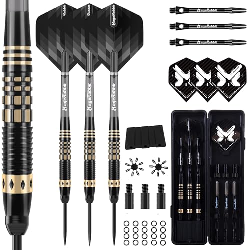 MageRabbit Dartpfeile mit Metallspitze 3pcs,Stahlspitzen-Dartpfeile-Set, 21g Steeldarts+ Aluminium Schaft mit Flights+Dart Zubehör,Stahlspitzen-Set,Hochwertige Dartgeschenke