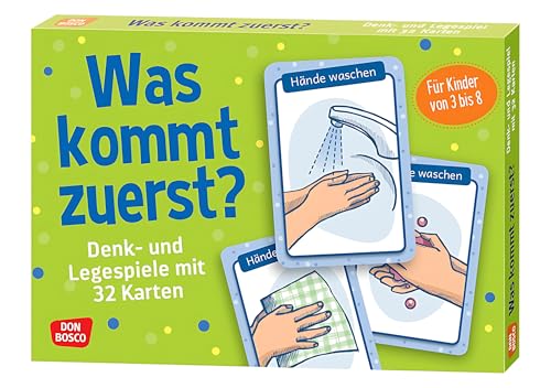 Was kommt zuerst?: Denk- und Legespiele mit 32 Karten und Begleitheft. Spielerisches Erlernen der chronologischen Reihenfolge. Konzentration üben & ... von 3 bis 8 (Denk- und Legespiele für Kinder)