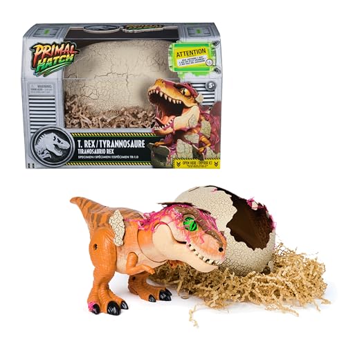 Primal Hatch – Jurassic World T-Rex im Ei, über 100 Soundeffekte und Reaktionen, interaktives Spielzeug für Kinder ab 5 Jahren