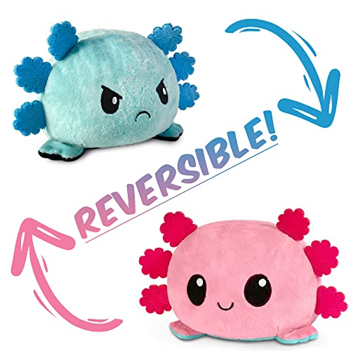 Thedttoy Axolotl Plüschspielzeug, Wende Kuscheltier Stimmungs Kawaii Moody Plüsch Spielzeug Niedliche Doppelseitige Plüschtier Spielzeug Geschenke für Kinder(Rosa und blau)