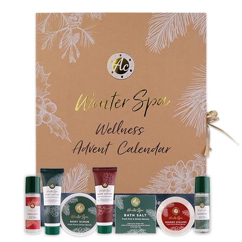 Accentra – Adventskalender Beauty 2025 mit 24 Wellness & Körperpflege Produkten – SPA Pflege Adventskalender Frauen mit Bodylotion, Badesalz, Seife, Duschbombe Kerzenhalter uvm. – Weihnachtskalender
