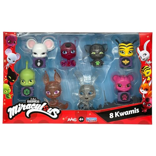 BANDAI - Miraculous - Pack mit 8 Kwamis – Mini-Figuren Sammlung - Spiel Schatulle Set mit 8 Kwamis - Kleine süße Miraculous Ladybug Figuren - Spielzeug ab 4 Jahren - P50532