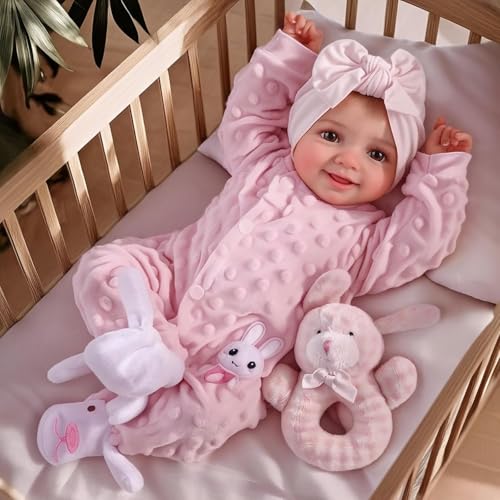 BABESIDE Reborn Puppen Lebensecht Sunny 17 Zoll Wie Echtes Baby Realistische Babypuppen Newborn Puppe Mädchen Weicher Stoffkörper Reborn-Kleinkind-Puppen Echtes Leben Baby Puppe Offene Augen