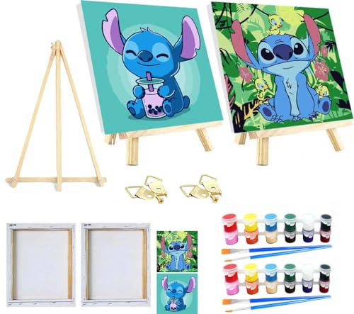 SOMHORN Malen Nach Zahlen Erwachsene Kind Cartoon Bild Faltenfreie Leinwand Acryl Pigment Home Deko Geburtstag Festival Geschenk 2 Pack (7.8x7.8in/20x 20cm)